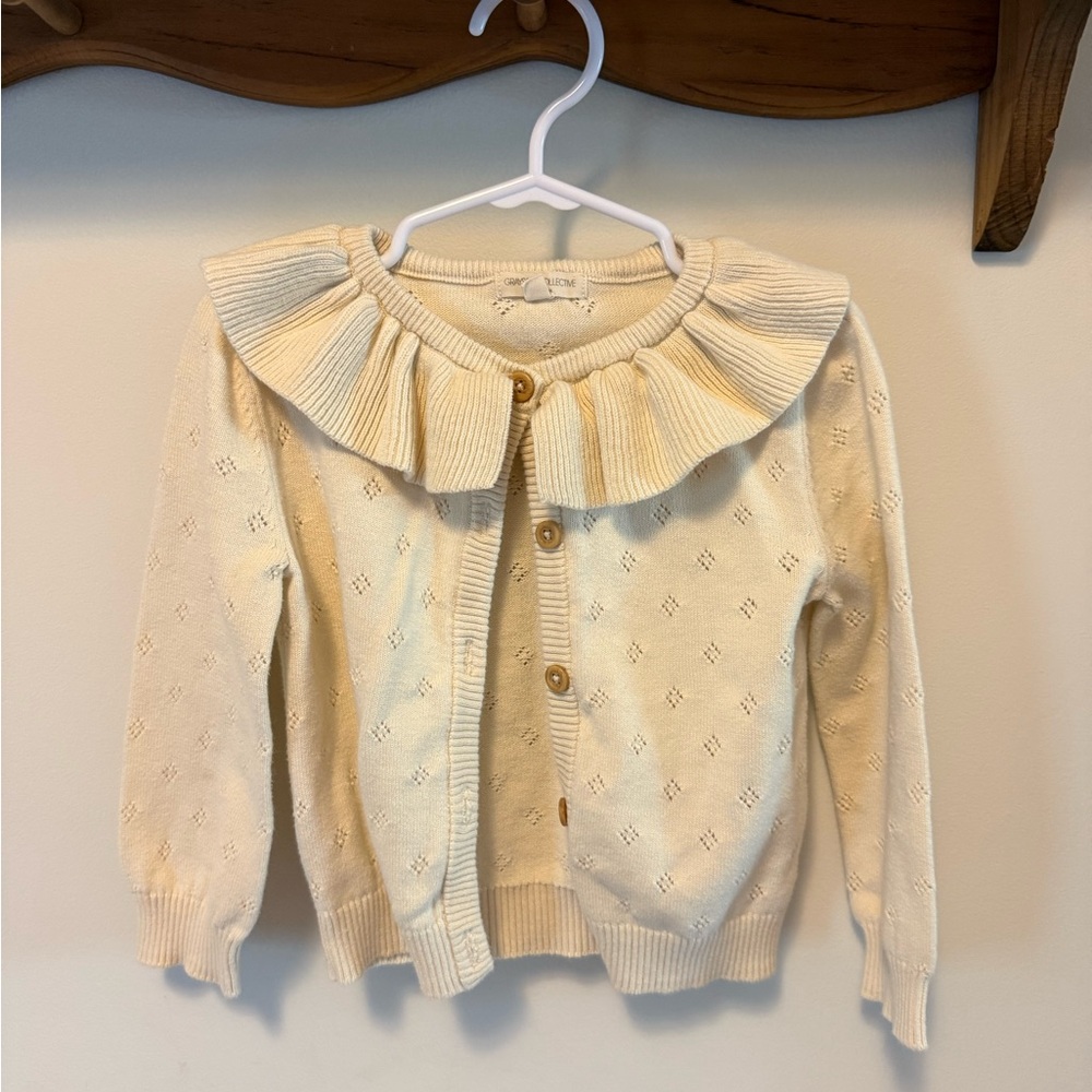 Grayson Cream Ruffled Kids Cardigan